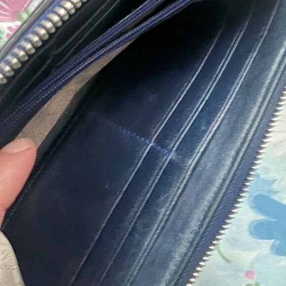 Michael Kors Perforated Zip Around Leather Wallet - Black and Blue - Picture 9 of 11